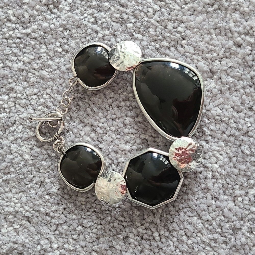 TRÏBE Black & Silver Statement Bracelet NWT